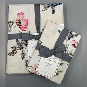NWT Pottery Barn Monique Lhuillier Tuileries Duvet & 2 Sham Ivory Full/Queen